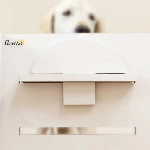 Comedero Elevado Doble para Perros con Altura Ajustable y Sistema de Alimentación Lenta 63x58,5x40 cm Blanco [4]