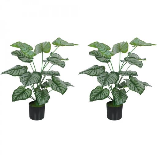 Plantas Artificiales Decorativas 65 cm Plantas Artificiales con Maceta y Hojas para Interior Verde [10]