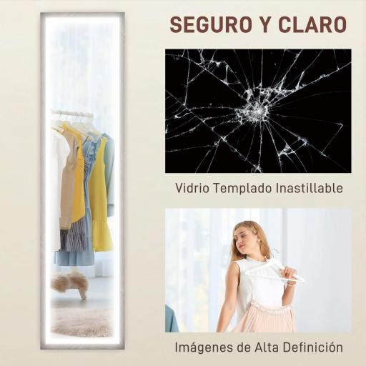 Espejo de Cuerpo Entero con Luz LED 160x40 cm con Iluminación de 3 Colores Táctil Inteligente Función de Memoria Gris [4]