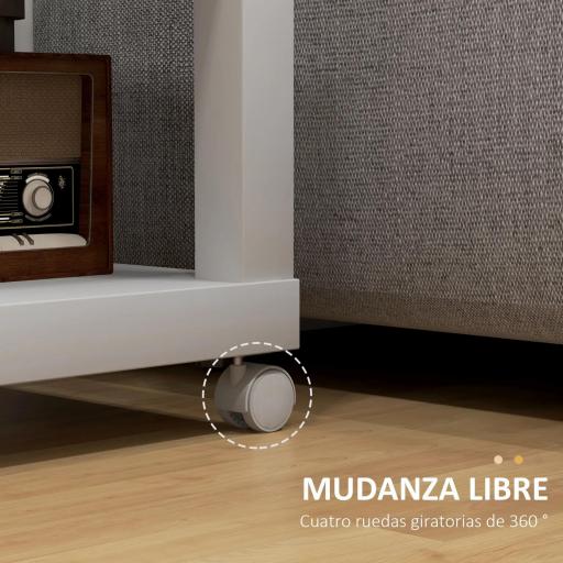 Mesa Auxiliar con Ruedas Estante Abierto Mesa para Sofá Sala Dormitorio 40x40x40 cm Natural y Blanco [6]