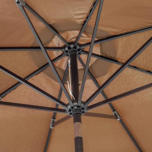 Sombrilla de Jardín con Manivela y Techo Inclinable y para Patio Terraza Exterior Ø300x252 cm Marrón [7]