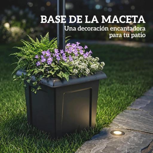 Farola Solar Exterior de Jardín con Macetero 2 Cabezales Impermeable IP44 Encendido/Apagado Automático Altura Ajustable [6]