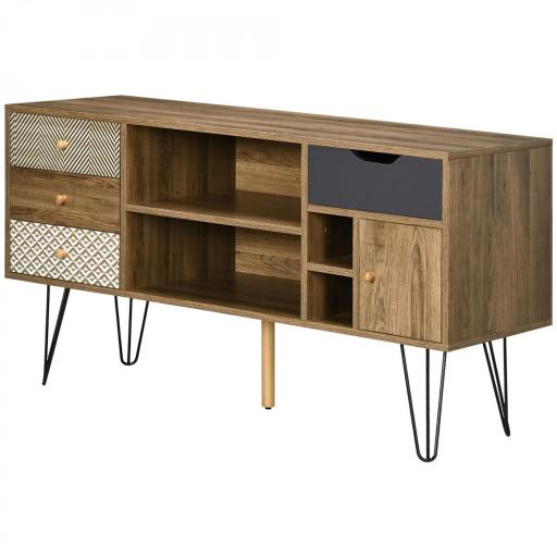 Mueble de TV Estilo Boho con Estantes 4 Cajones y Patas de Metal Mesa para TV de hasta 50'' 120x39x64 cm Marrón [9]