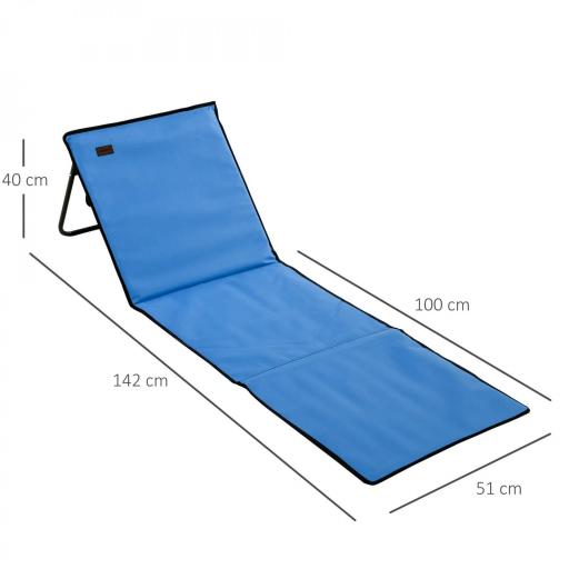 Conjunto de 2 Esterillas de Playa Plegable con Respaldo Reclinable y Bolsa de Transporte 142x51x40 cm Azul [1]