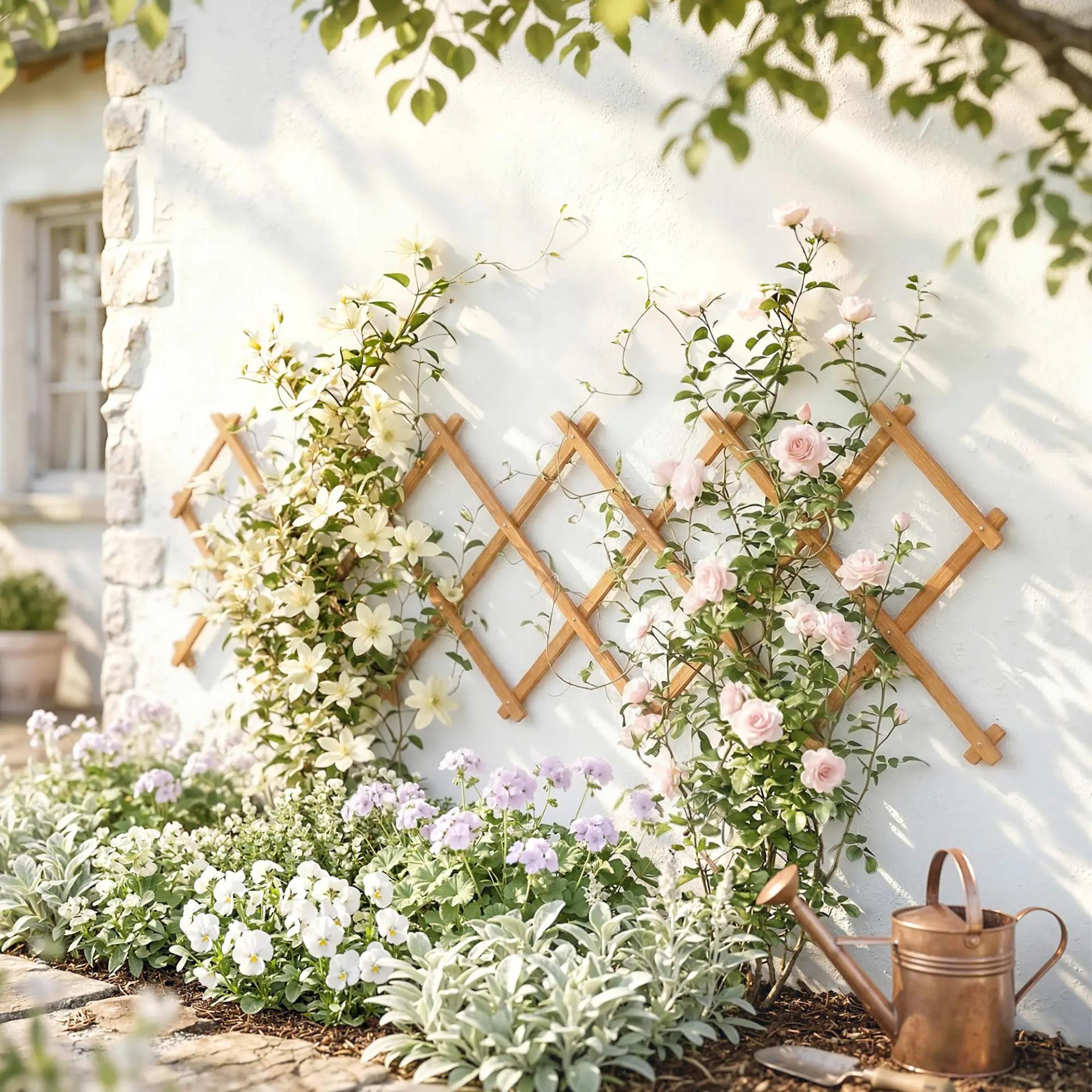 Enrejado de Jardín de Madera Extensible Soporte para Plantas Trepadoras Rosas y Parra 180x60 cm Marrón Claro