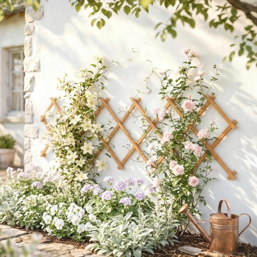 Enrejado de Jardín de Madera Extensible Soporte para Plantas Trepadoras Rosas y Parra 180x60 cm Marrón Claro [0]