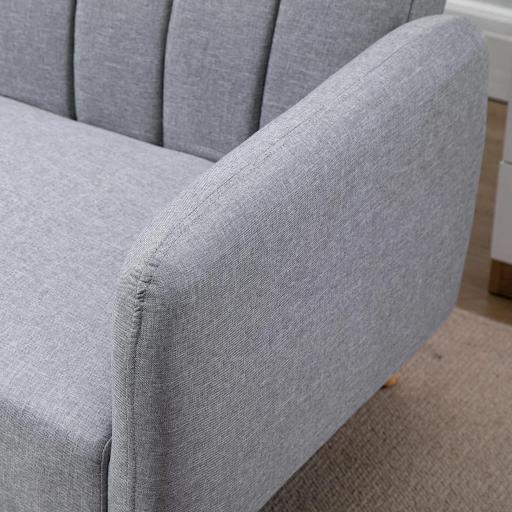 Sofá Cama de 3 Plazas Moderno 173x75x73 cm Sofá Cama Plegable Tapizado en Lino Sintético con Respaldo Ajustable en 3 Niveles y Reposabrazos Desmontables para Salón Oficina Gris [7]