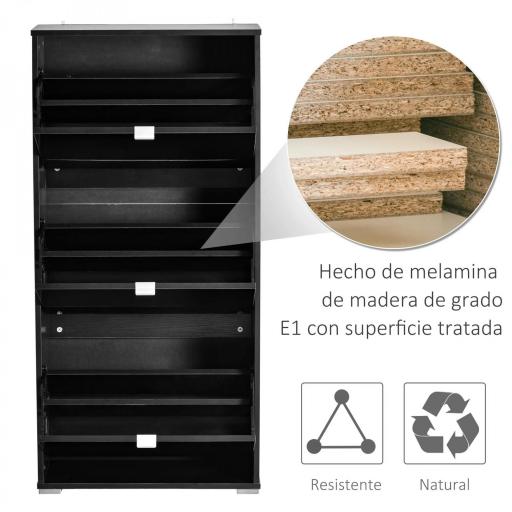 Armario de Zapatos Zapatero Moderno con 3 Cajones Capacidad de 18 Pares de Zapatos para Pasillo 60x26x124 cm Negro [3]