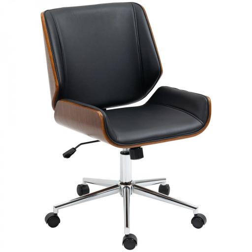 Silla de Oficina Giratoria de PU con Altura Ajustable Función de Inclinación y Ruedas 51x65,5x82-92 cm Negro [8]