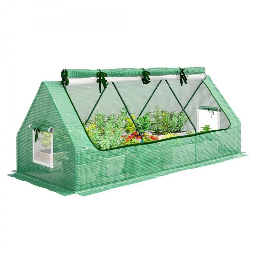 Invernadero de Terraza Mini Invernadero 240x90x90 cm con Ventanas de Malla para Cultivar Verduras y Flores Verde [9]