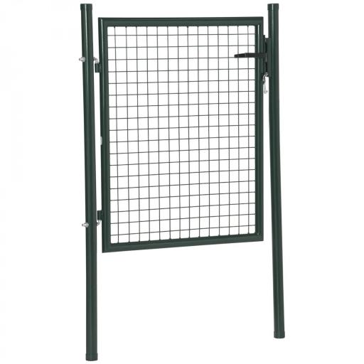 Puerta Verja de Jardín de Acero con Cerradura Manija y 3 Llaves Puerta de Valla Cerca para Exterior Patio Terraza 97x150 cm Verde [8]