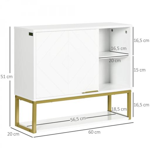Armario de Pared para Baño con Puerta Estante Ajustable y Almacenamiento Inferior 60x20x51 cm Blanco [1]