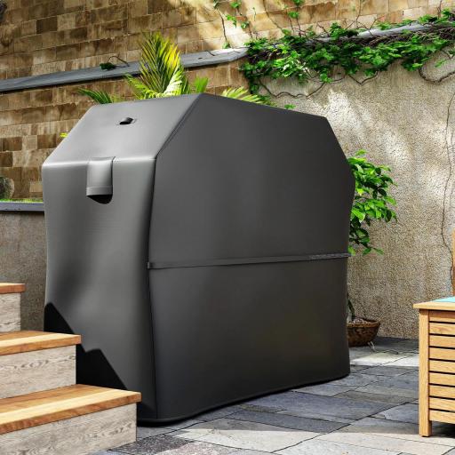 Funda para Barbacoa Exterior Impermeable de Tela Oxford 600D con Ventilación y Cierres de Velcro Negro 147x61x122 cm [1]