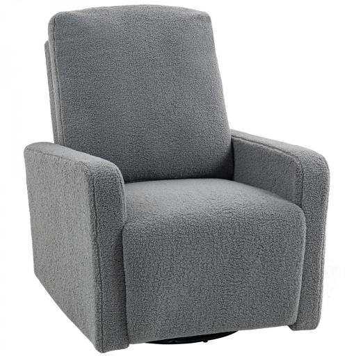 Sillón Relax Reclinable Manual hasta 135º con Reposabrazos Reposapiés Acolchado Grueso y Función de Balanceo 360° Gris [9]