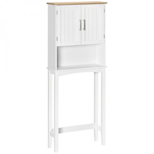 Mueble sobre Inodoro Armario Alto para Lavadora con Balda Interior Ajustable para Baño WC 64x22x165 cm Blanco [8]