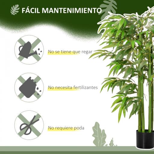Bambú Artificial 140 cm con Maceta y Cañas Realistas Árbol Sintético Interior para Decoración de Hogar Oficina Interior Verde [2]