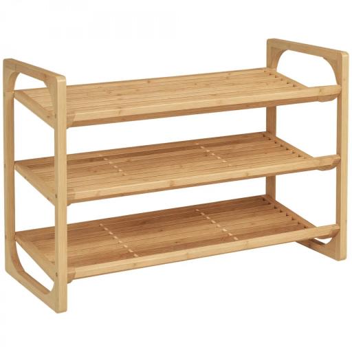 Zapatero de Bambú de 3 Niveles Estante Zapatero Estantería para 9 Pares de Zapatos para Entrada 76x33x51 cm Natural [9]