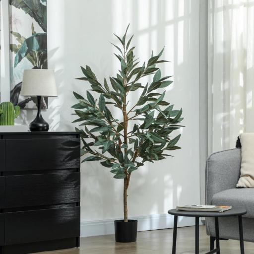 Árbol Artificial de Laurel 150 cm Decoración para Hogar Oficina Balcón Dormitorio Verde