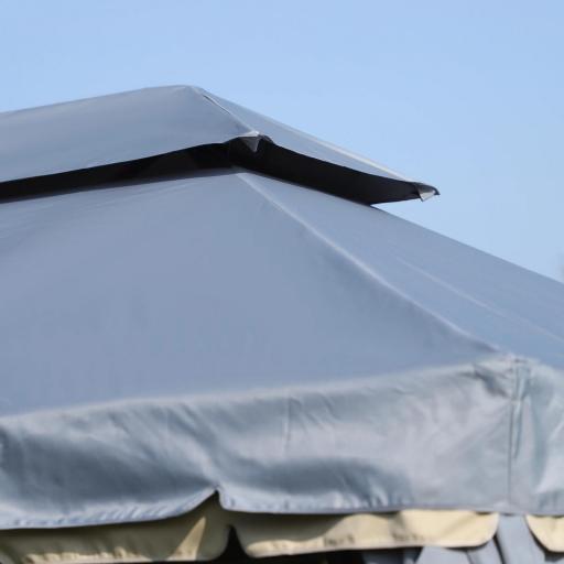 Cenador de Jardín 4x3m Pabellón de Jardín Gazebo con Doble Techo Estructura de Aluminio UPF50+ para Exterior Gris [7]