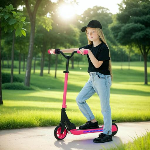 Patinete Eléctrico Plegable de +6 Años Motor 120 W Autonomía 6 KM MAX 10 KM/H Ruedas de 5" - 5,5" Altura Ajustable Rosa [3]