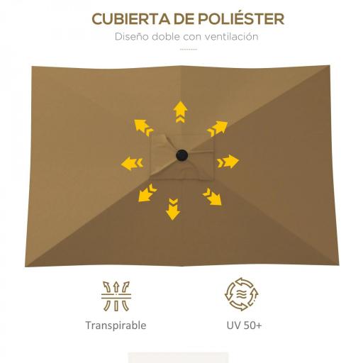 Sombrilla de Terraza Exterior 3x2 m Parasol de Terraza Exterior con Ángulo Ajustable Mástil de Aluminio y Protección UV 50+ Sombrilla para Jardín Patio Café [5]