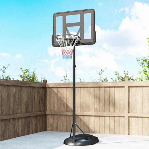 Canasta de Baloncesto para Exterior con Altura Ajustable 216-277 cm Ruedas y Base Rellenable Negro [5]
