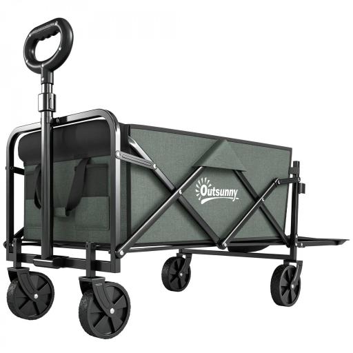 Carro de Jardín Plegable con Mango Telescópico Ajustable Puerta Trasera Expandible para Campaña y Compra Verde [11]