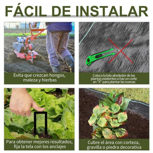 Malla Antihierbas 2x50 m Malla Antimaleza Malla Geotextil contra Malas Hierbas y Malezas 100 g/m² para Jardín Negro [5]