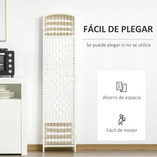 Biombo de 6 Paneles Separador de Ambientes Plegable de Fibra de Papel para Dormitorio Salón 242x170 cm Blanco [5]