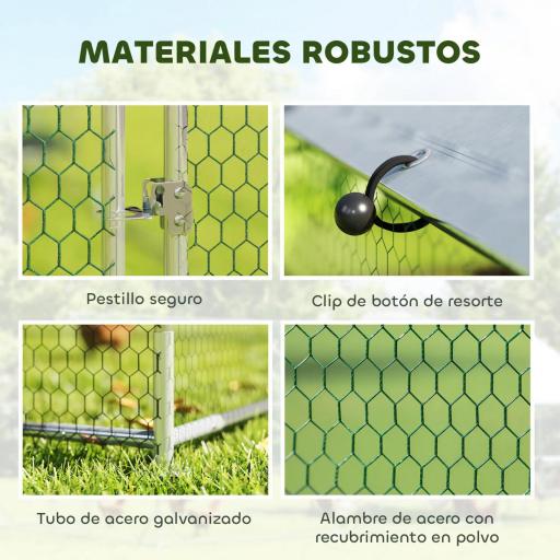 Gallinero para Exterior 2,8x3,4x1,9 m Cubierta de Tela Oxford Anti-UV Impermeable Pestillos para 10-16 Gallinas Plata [2]