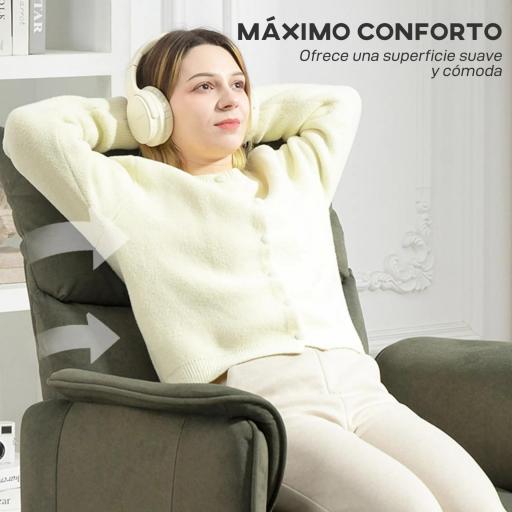 Sillón Reclinable con Motor sin Escobillas Reposapiés Tapizado Resistente y Bolsillos Laterales 80x83x104 cm Verde [2]