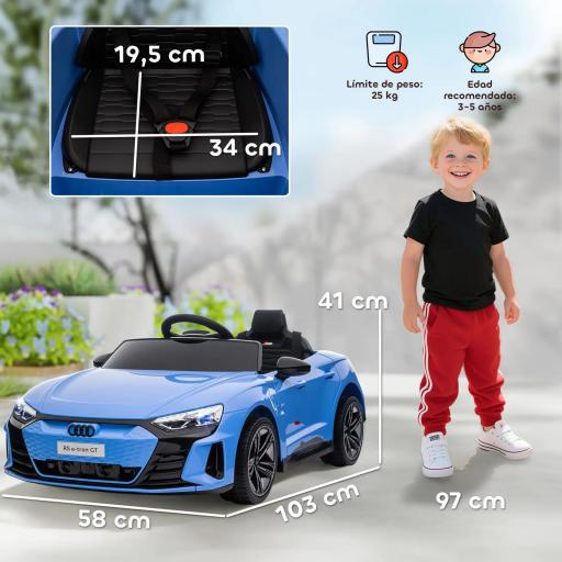 Coche Eléctrico para Niños de +3 Años AUDI RS e-tron GT Coche de Batería con Mando a Distancia 103x58x41 cm Azul [4]
