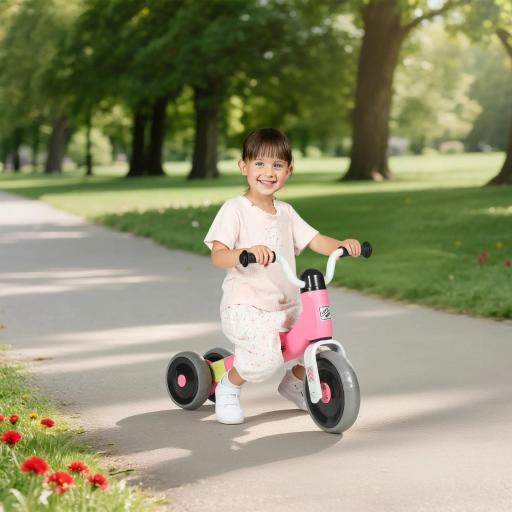 Bicicleta sin Pedales para Niños de 12 a 36 Meses con Ruedas Silenciosas y Manillares con Giro Limitado a 60°, Rosa