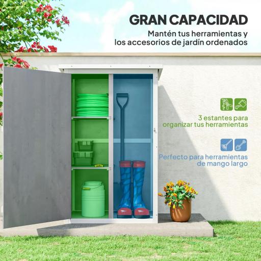 Armario de Jardín de Madera para Exterior para Herramientas con 2 Estantes y Techo Asfáltico 75x56x115 cm Gris [2]