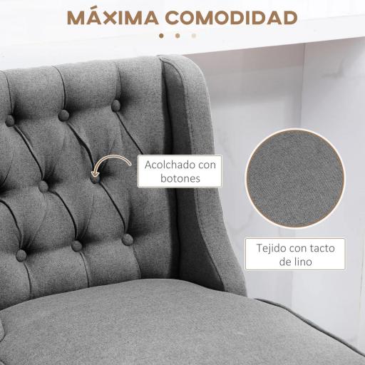 Juego de 2 Taburetes de Bar con Respaldo Taburetes Altos de Cocina Giratorios 180° Patas de Madera 46x57x101 cm Gris [3]