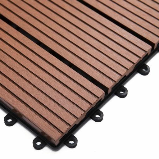 Set de 11 Piezas Baldosas de Exterior 30x30 cm 1 m² Antideslizantes y Resistentes al Clima de Fácil Instalación Marrón [7]