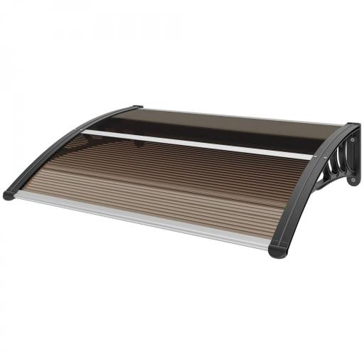 Marquesina Exterior para Puerta y Ventana 75x100 cm contra Sol y Lluvia con Soporte de Aleación de Aluminio Marrón [8]