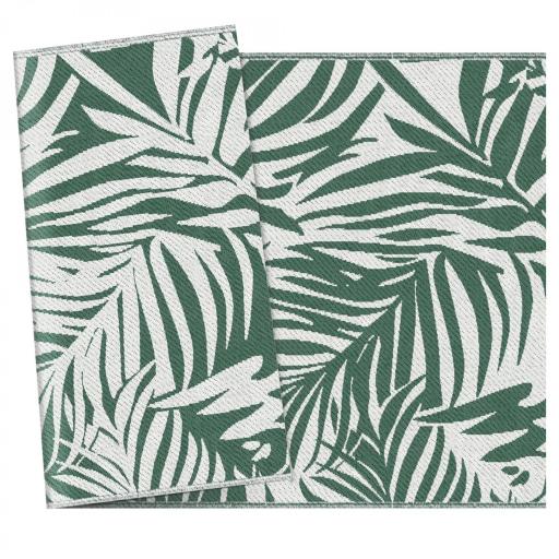 Alfombra Reversible 152x243 cm con Patrón de Hojas para Terraza Balcón Patio Camping Playa Verde Oscuro y Blanco [2]