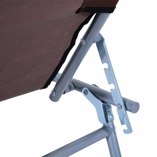 Tumbona de jardín Plegable con Toldo y Respaldo Reclinable para Jardín Terraza Acampada 187x58x36cm Marrón [6]