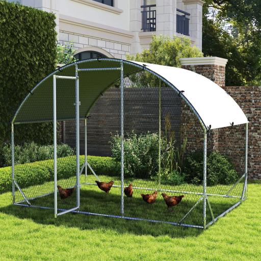 Gallinero 280x190x197 cm con Cubierta de Tela Oxford Impermeable y Resistente a los Rayos UV para Patio Plata
