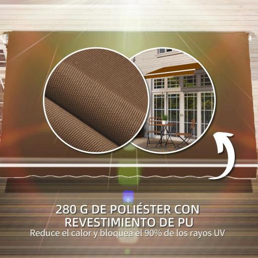 Toldo de Pared con Brazo Articulado y Manivela Marco Resistente de Aluminio y Cubierta de Poliéster 295x245 cm Café [5]