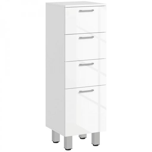 Mueble Auxiliar Baño Moderno Armario de Baño con 4 Cajones y 4 Patas para Salón Carga 30 kg 30x30x93cm Blanco Brillante [8]
