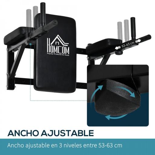 Barra de Musculación para Pared con Brazos Ajustables para hacer Dominadas Flexiones y Crossfit en Casa 70x53-63x48 cm Negro [2]
