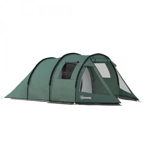 Tienda de Campaña para 3 Personas Impermeable PU2000 mm Protección UV30+ con Bolsa de Transporte 475x264x172 cm Verde [9]