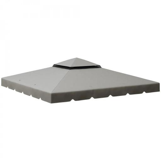 Techo de Repuesto para Cenador 3x3 m Cubierta de Repuesto con Techo Doble y 8 Orificios de Drenaje Gris Claro [8]