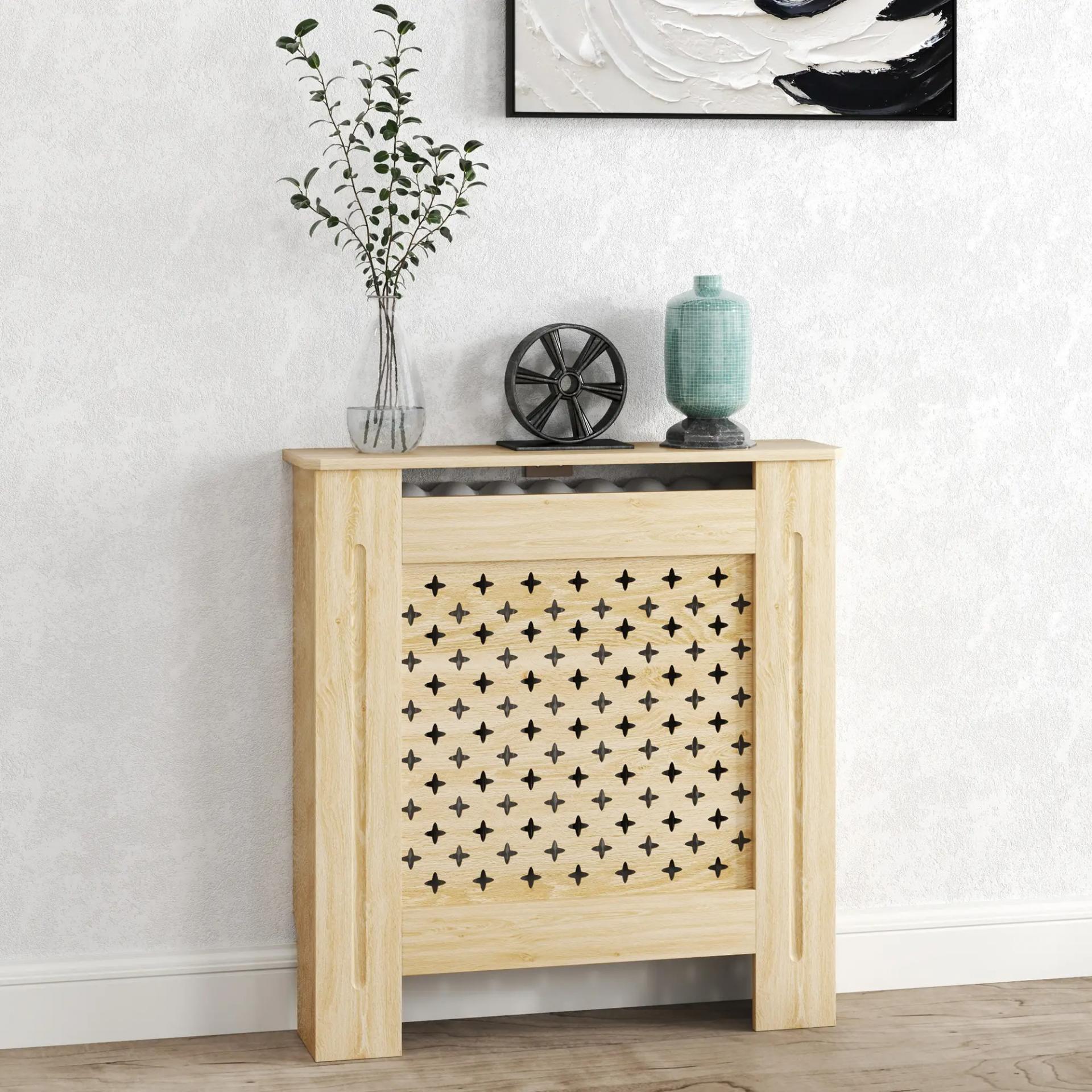 Cubreradiador de MDF Cubierta para Radiador para Salón Dormitorio Pasillo 78x19x82 cm Roble