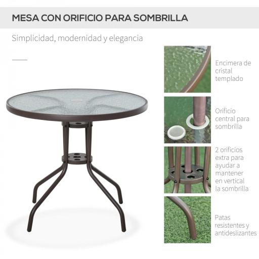 Conjunto de Muebles para Jardín con 4 Sillas 1 Mesa y 1 Parasol Texteline Aluminio y Poliéster Beige [3]