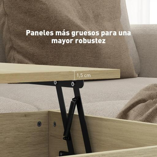 Mesa de Centro Elevable con Almacenamiento Compartimento Oculto Cajones y Estante Abierto 100x50x48-62 cm Roble [1]