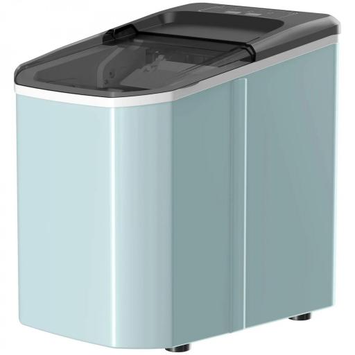 Máquina de Cubitos de Hielo Autolimpiable 12 kg/24H 9 Cubitos Listos en 7 Minutos 2 Tamaños de Hielo 1,5L Depósito Azul [8]