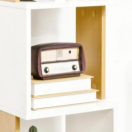 Estantería Librería en Forma S Estantería para Libros con 5 Estantes para Salón Oficina 33x28x161 cm Blanco [7]